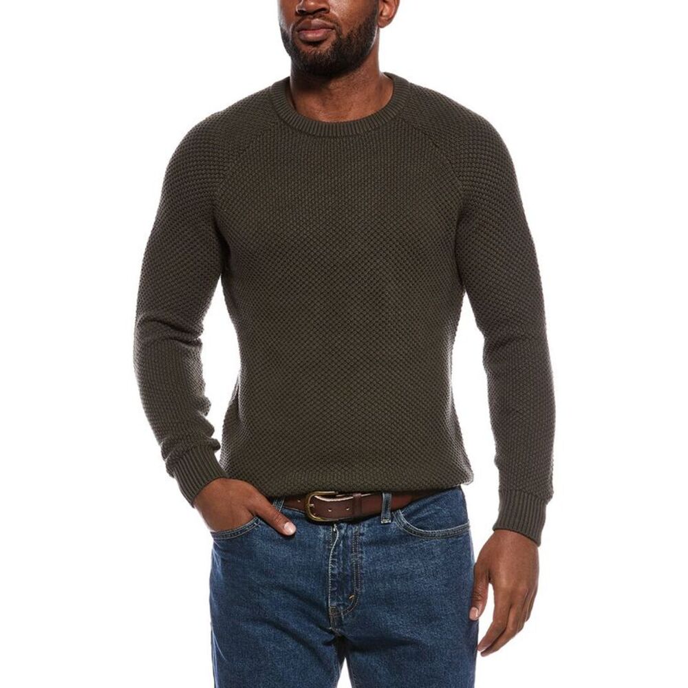 The Normal Brand Mens Moss Stitch Crewneck Sweater, Green